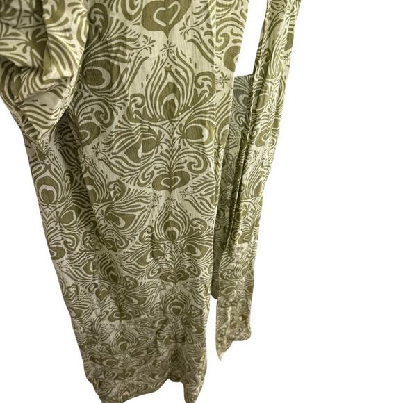 Free People Riviera Moss Green Print Open Kimono Long Jacket NWT Boho sz ALL OS - Picture 2 of 16